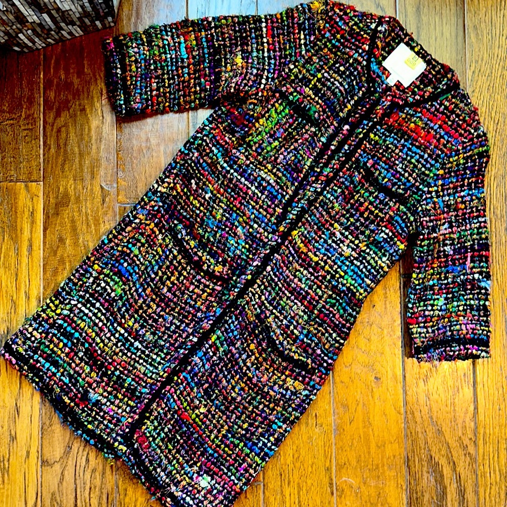 Tweed multicolor 3/4 sleeve coat